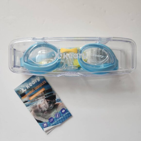 Keary Swimming Goggles Anti-Fog UV Protection Adjustable Strap Blue & Yellow - Picture 1 of 7